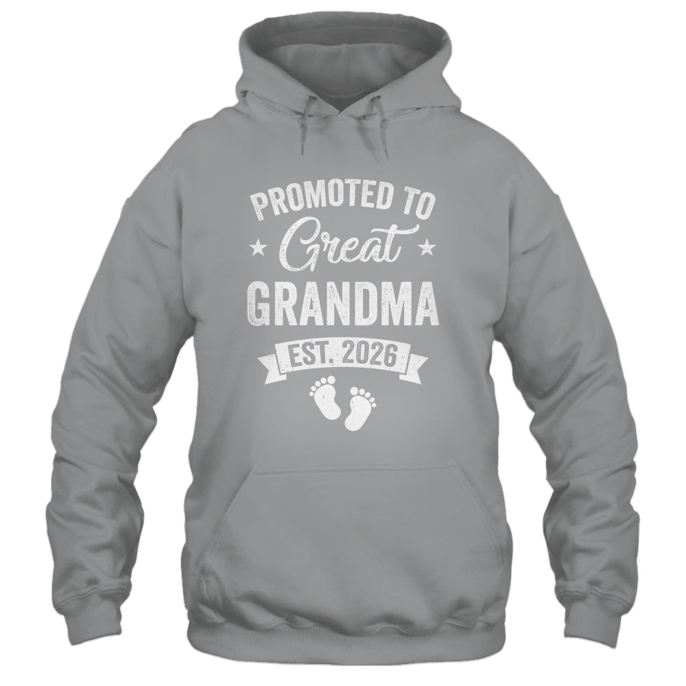 Promoted To Great Grandma Est 2026 Pregnancy Announcement Shirt & Hoodie | siriusteestore