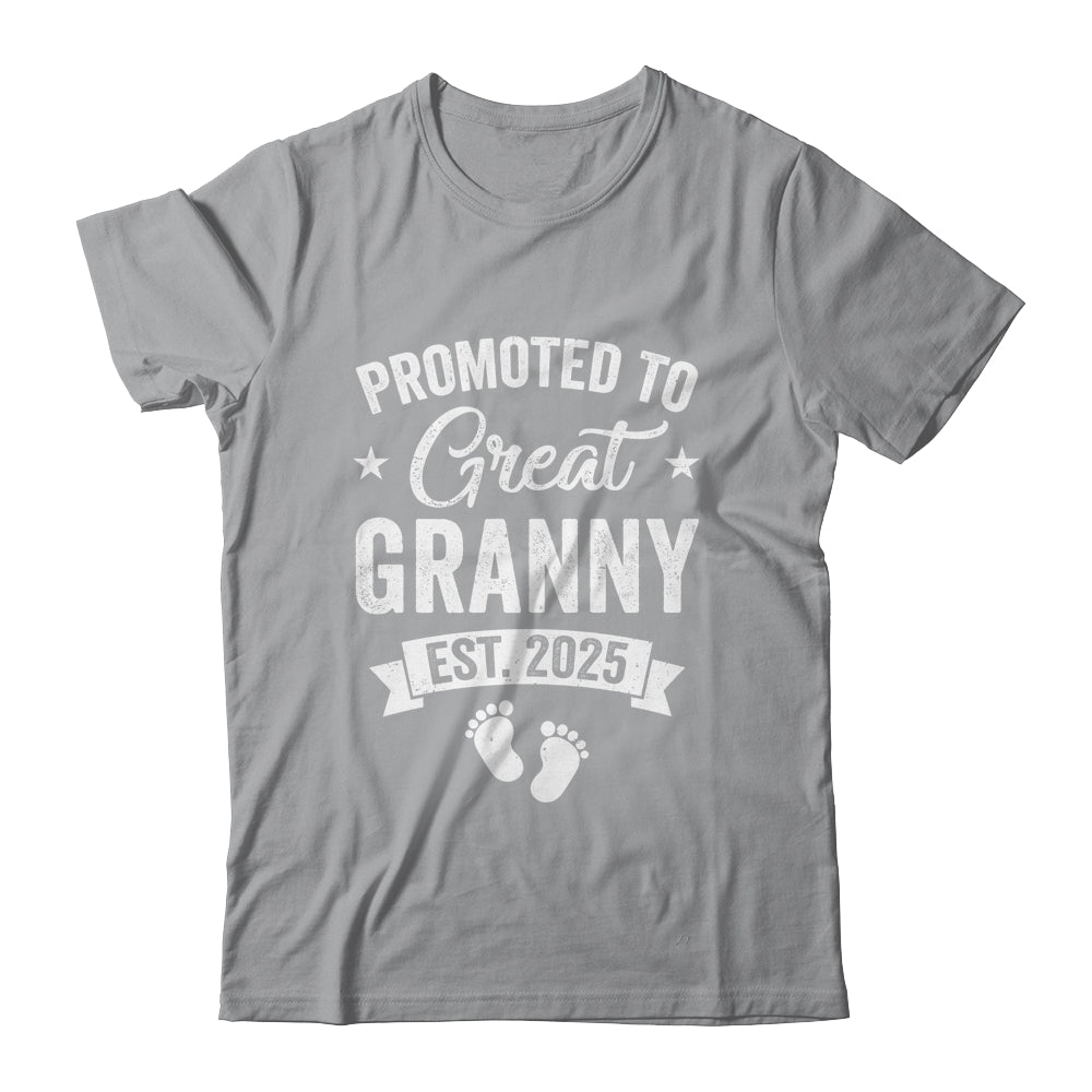 Promoted To Great Granny Est 2025 Pregnancy Announcement Shirt & Tank Top | siriusteestore