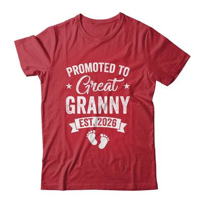 Promoted To Great Granny Est 2026 Pregnancy Announcement Shirt & Hoodie | siriusteestore