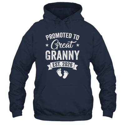 Promoted To Great Granny Est 2026 Pregnancy Announcement Shirt & Hoodie | siriusteestore