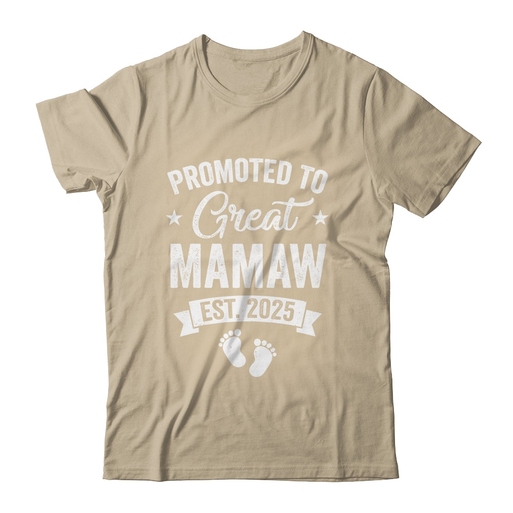 Promoted To Great Mamaw Est 2025 Pregnancy Announcement Shirt & Tank Top | siriusteestore