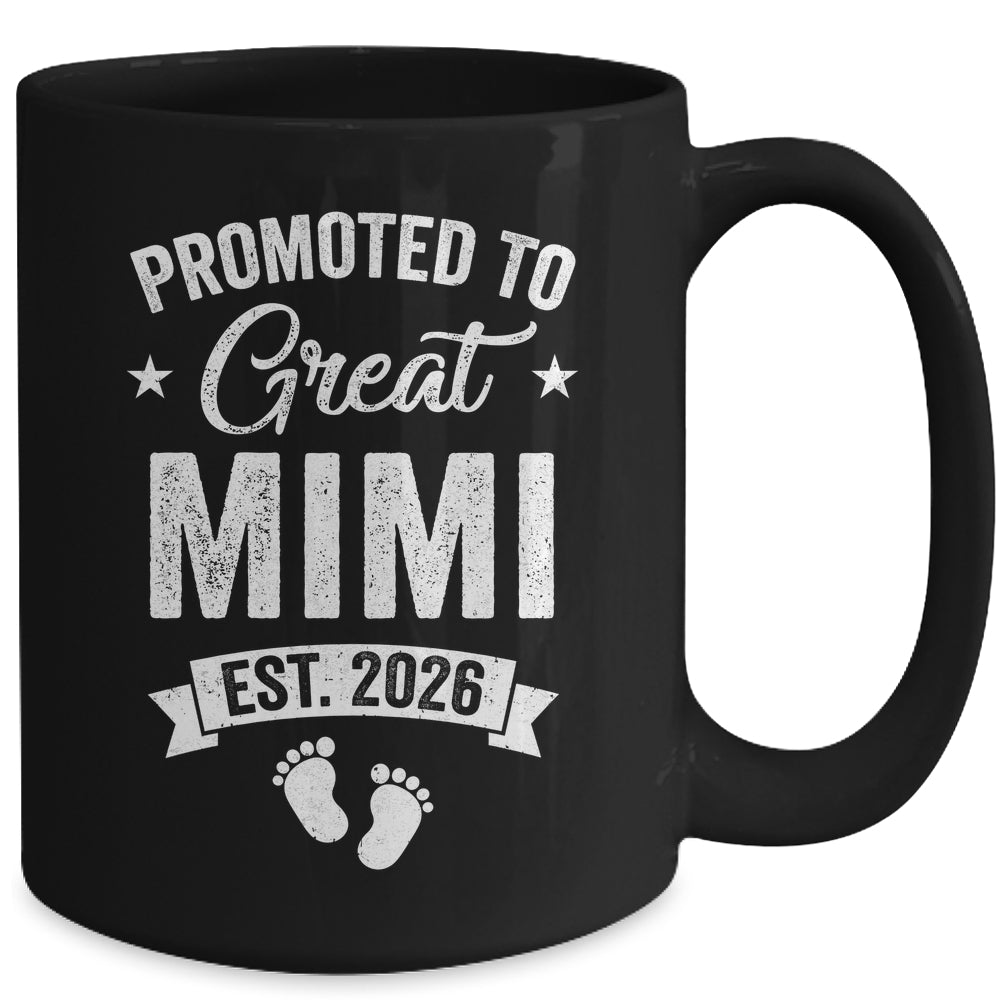 Promoted To Great Mimi Est 2026 Pregnancy Announcement Mug | siriusteestore
