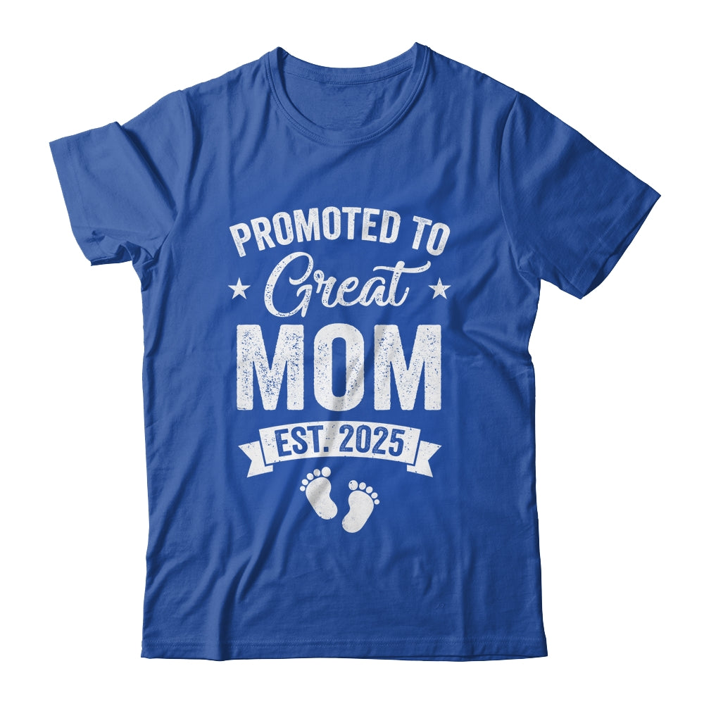 Promoted To Great Mom Est 2025 Pregnancy Announcement Shirt & Tank Top | siriusteestore