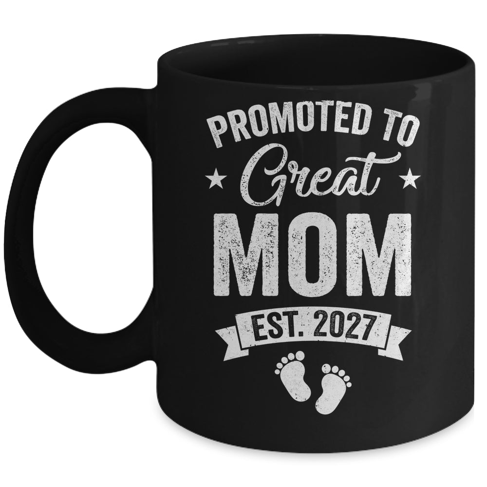 Promoted To Great Mom Est 2027 Pregnancy Announcement Mug | siriusteestore