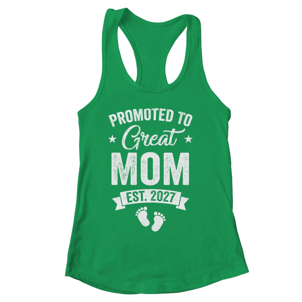 Promoted To Great Mom Est 2027 Pregnancy Announcement Shirt & Tank Top | siriusteestore