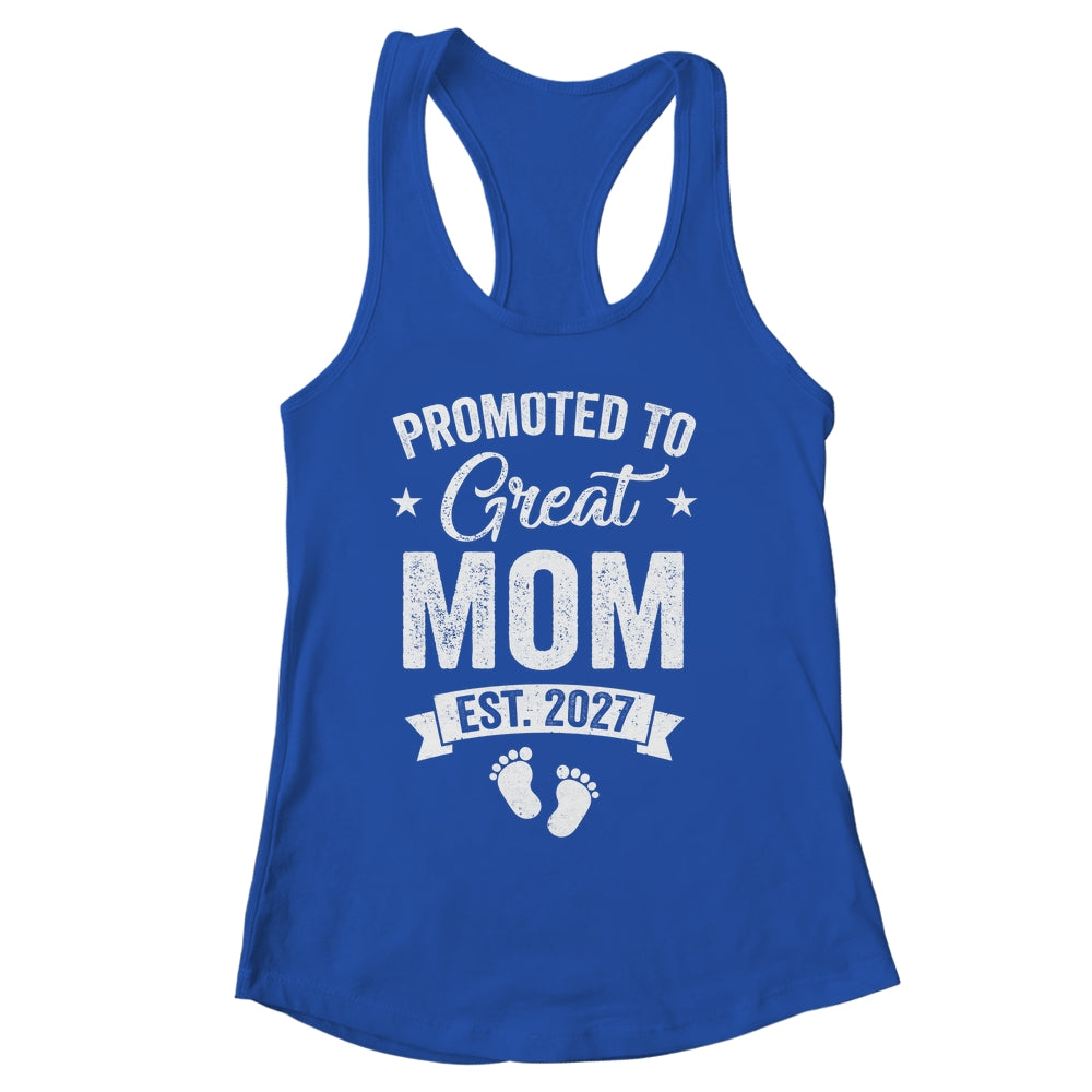 Promoted To Great Mom Est 2027 Pregnancy Announcement Shirt & Tank Top | siriusteestore