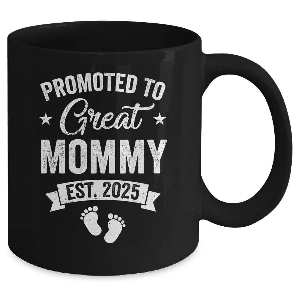 Promoted To Great Mommy Est 2025 Pregnancy Announcement Mug | siriusteestore