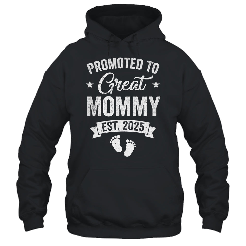 Promoted To Great Mommy Est 2025 Pregnancy Announcement Shirt & Tank Top | siriusteestore