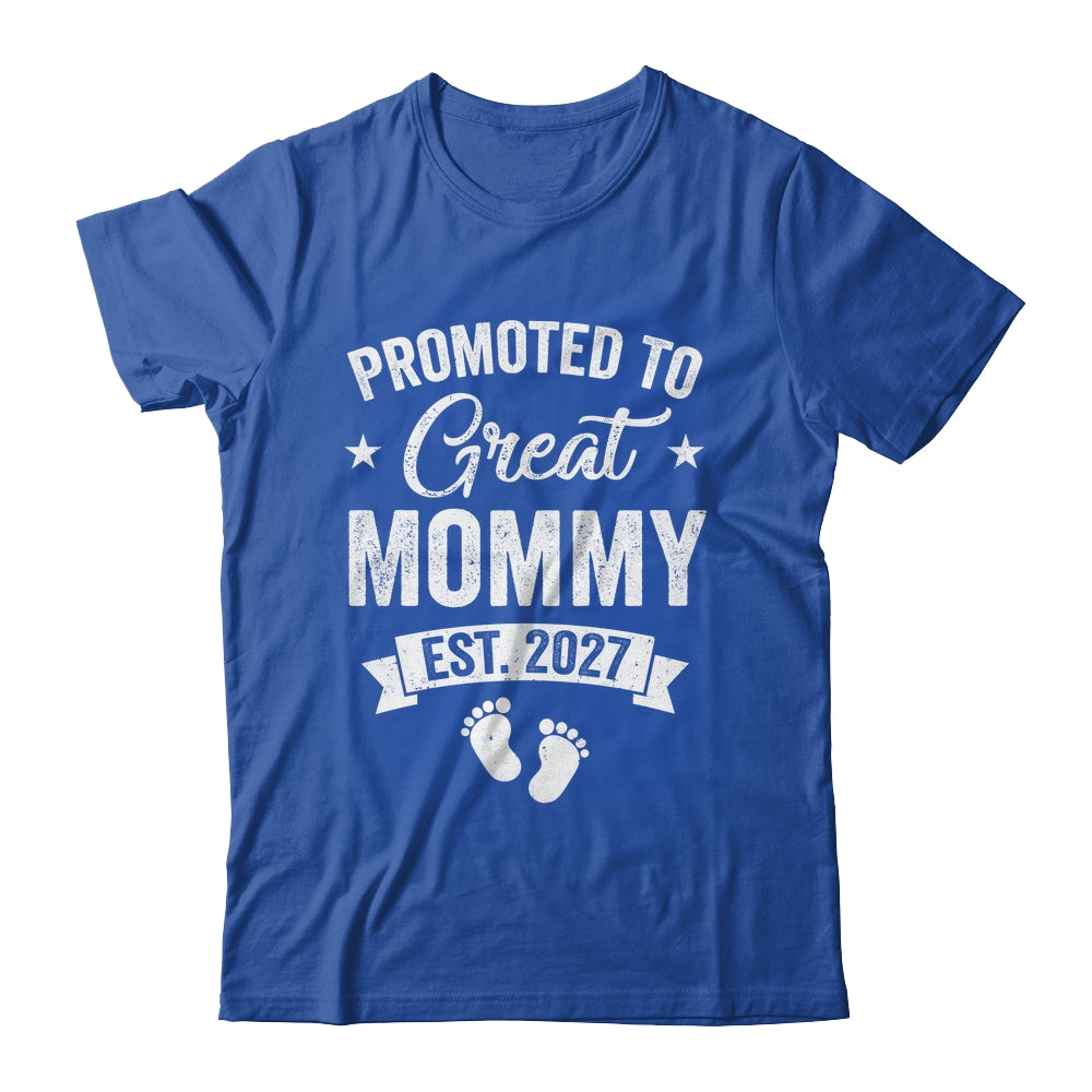 Promoted To Great Mommy Est 2027 Pregnancy Announcement Shirt & Tank Top | siriusteestore