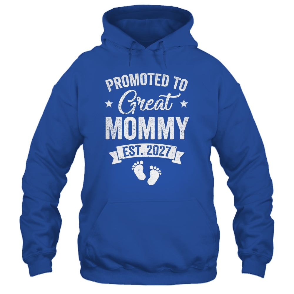 Promoted To Great Mommy Est 2027 Pregnancy Announcement Shirt & Tank Top | siriusteestore