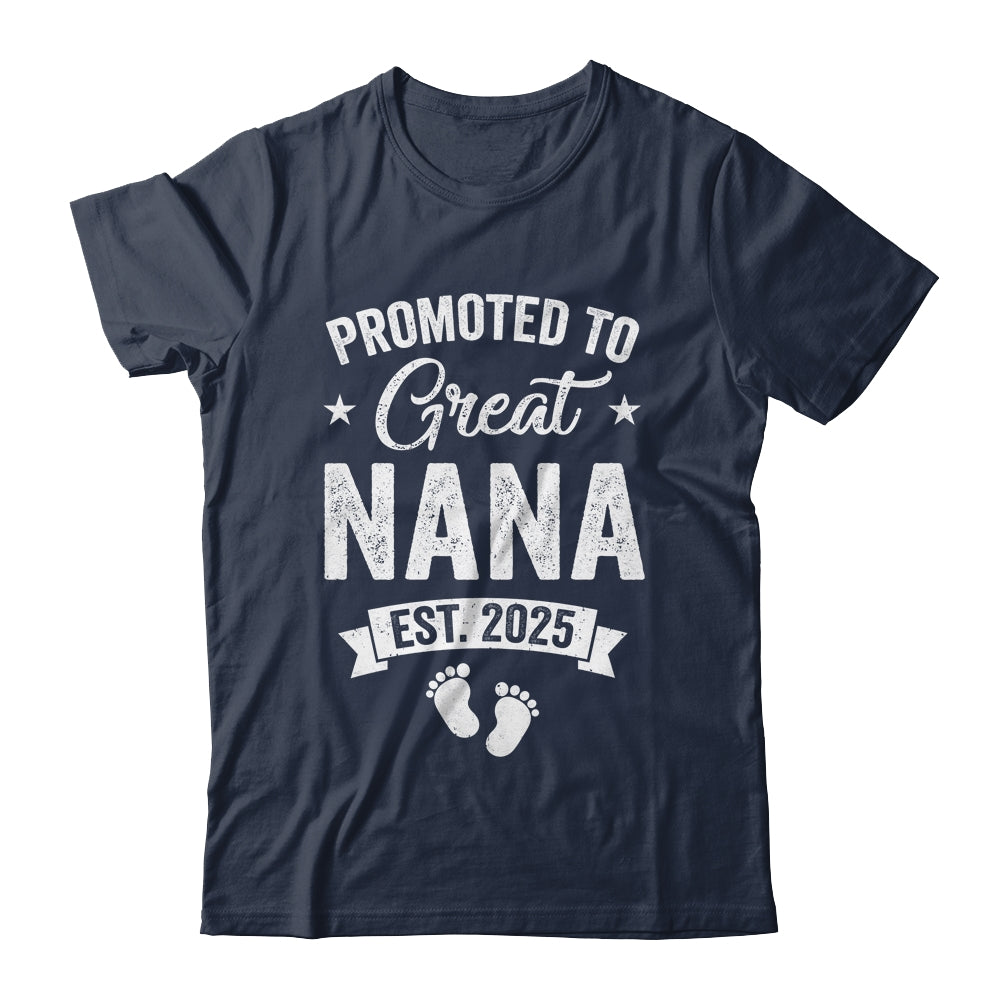 Promoted To Great Nana Est 2025 Pregnancy Announcement Shirt & Tank Top | siriusteestore