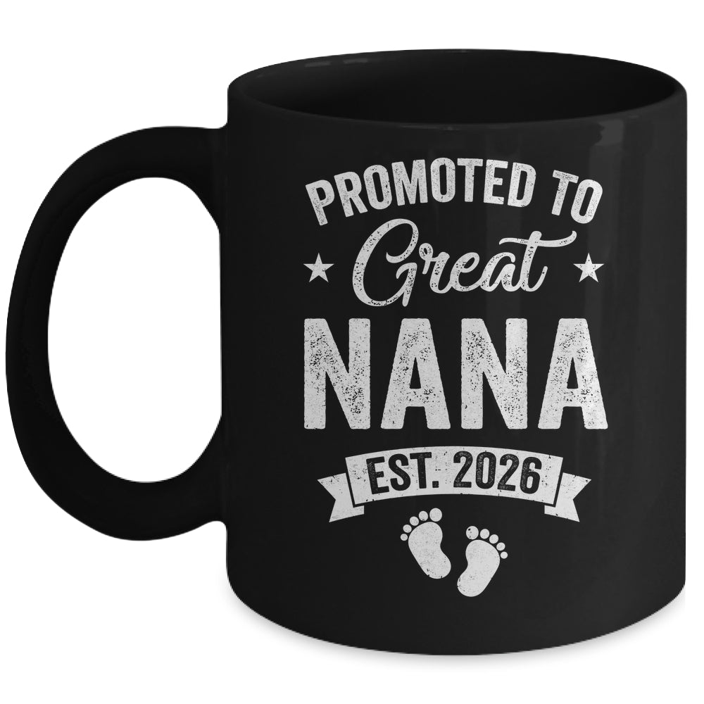 Promoted To Great Nana Est 2026 Pregnancy Announcement Mug | siriusteestore