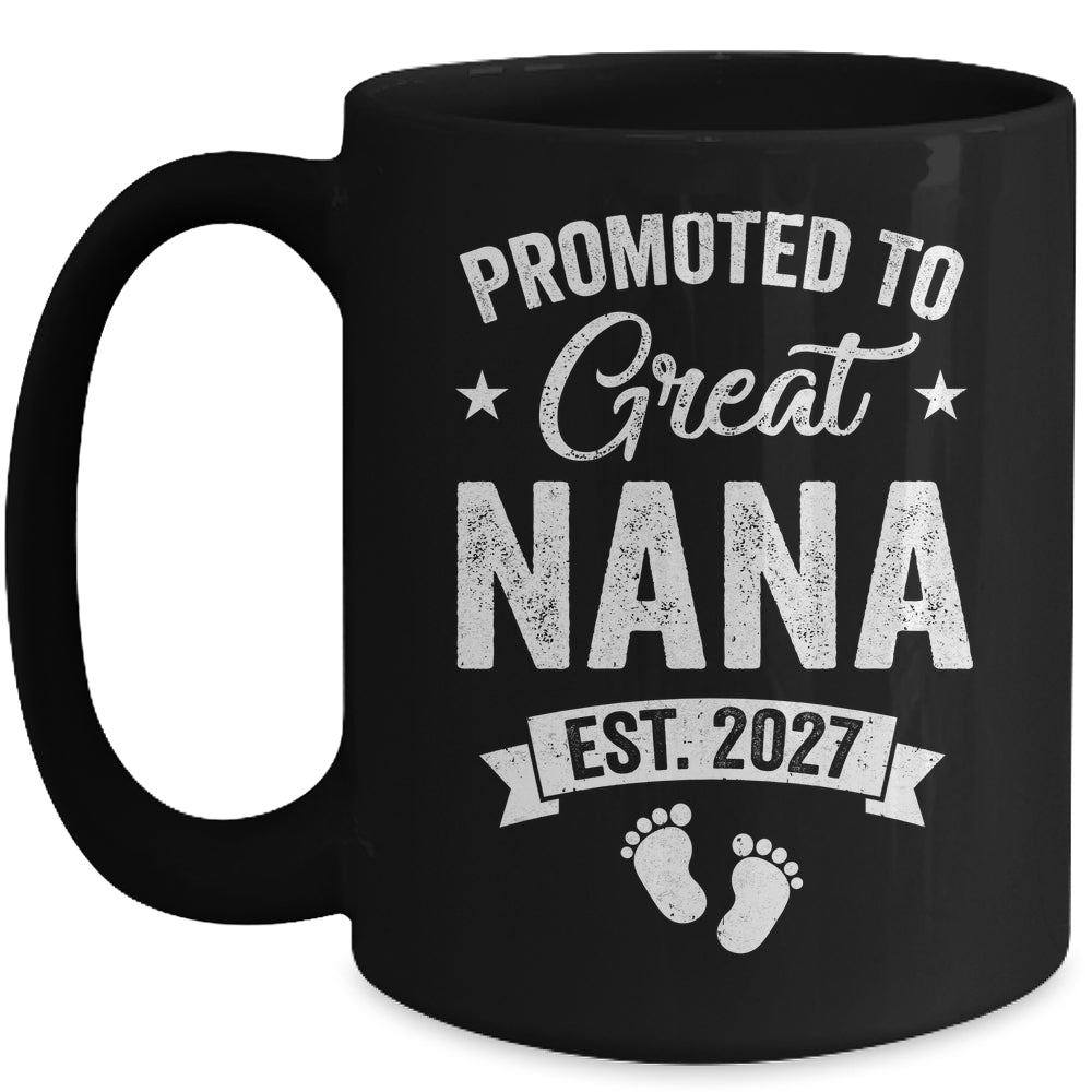 Promoted To Great Nana Est 2027 Pregnancy Announcement Mug | siriusteestore