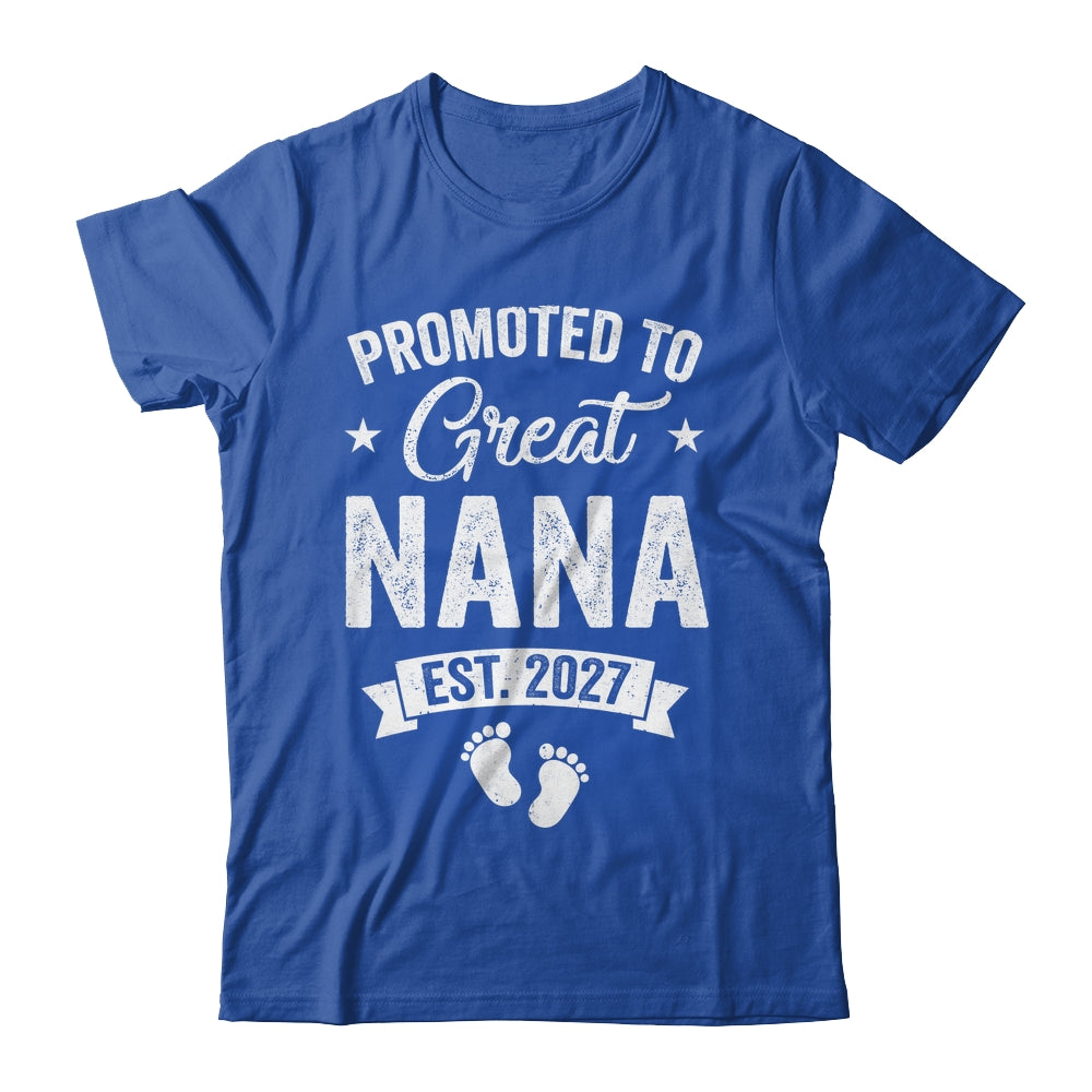 Promoted To Great Nana Est 2027 Pregnancy Announcement Shirt & Tank Top | siriusteestore
