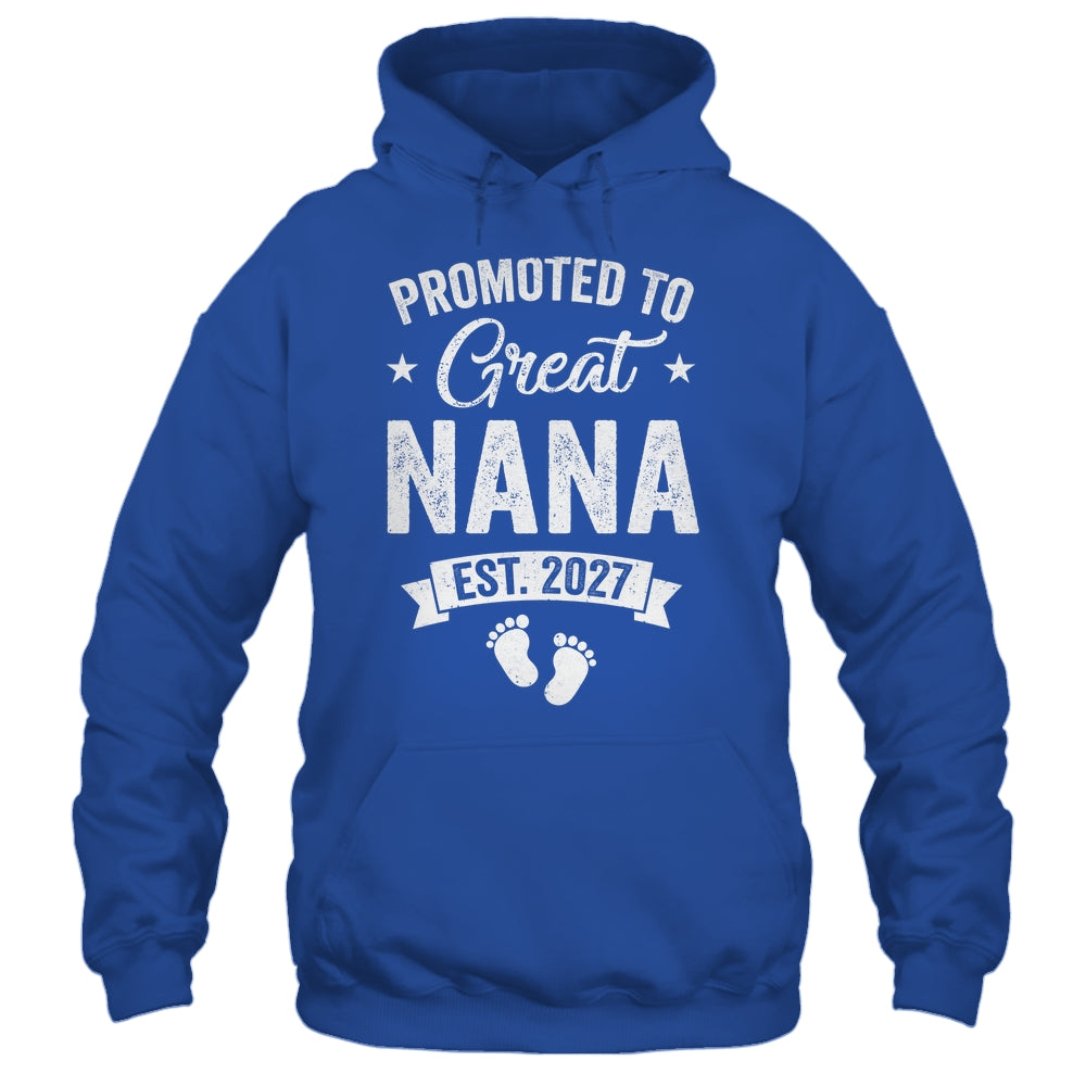 Promoted To Great Nana Est 2027 Pregnancy Announcement Shirt & Tank Top | siriusteestore