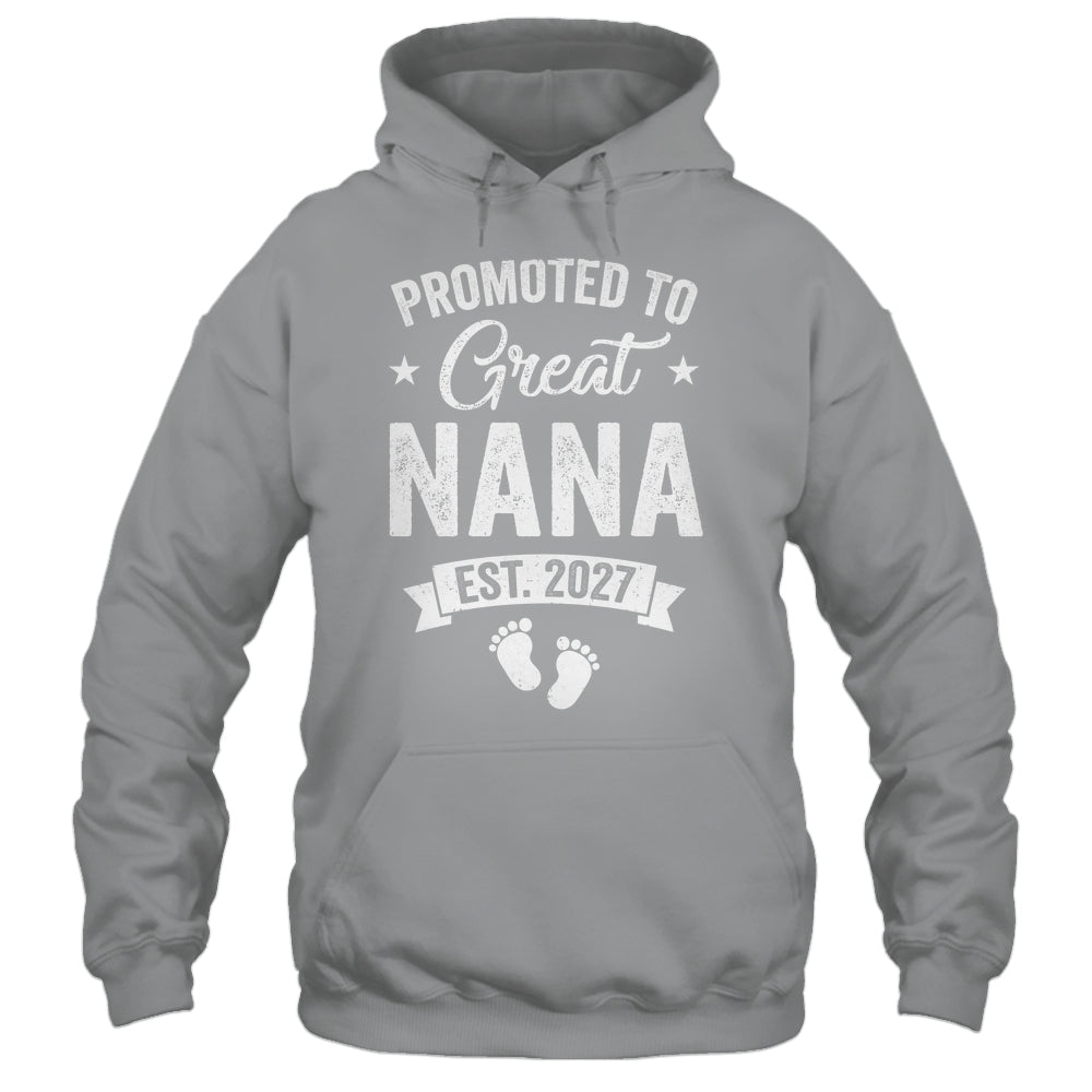 Promoted To Great Nana Est 2027 Pregnancy Announcement Shirt & Tank Top | siriusteestore