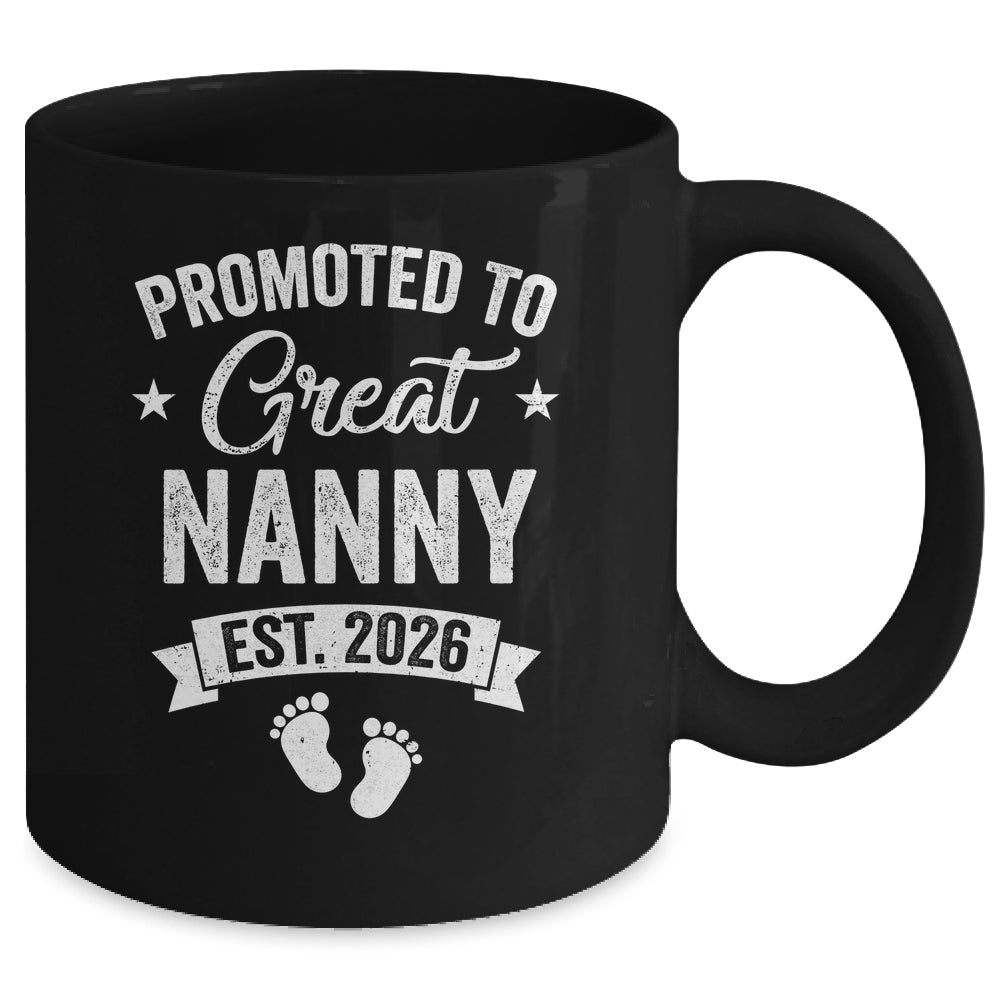 Promoted To Great Nanny Est 2026 Pregnancy Announcement Mug | siriusteestore