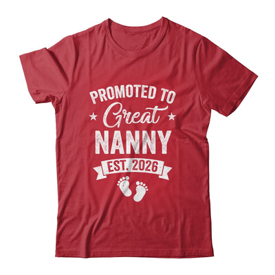 Promoted To Great Nanny Est 2026 Pregnancy Announcement Shirt & Hoodie | siriusteestore