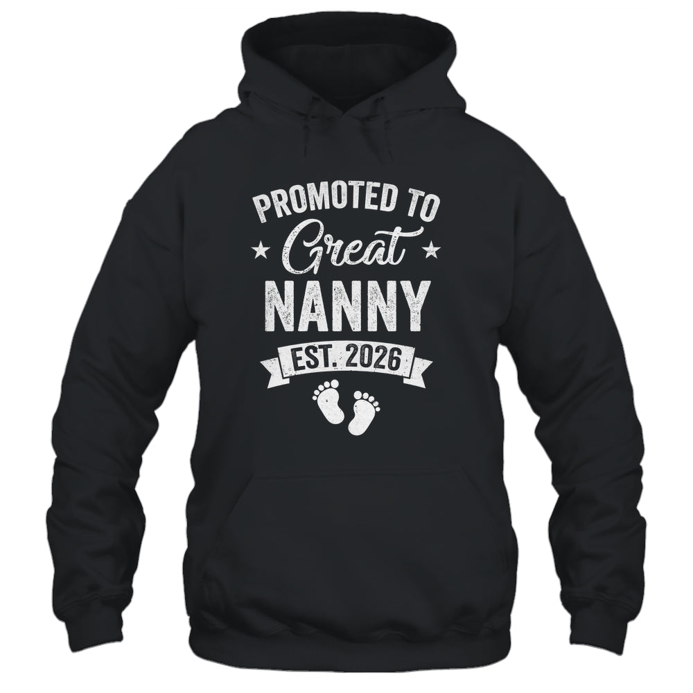 Promoted To Great Nanny Est 2026 Pregnancy Announcement Shirt & Hoodie | siriusteestore