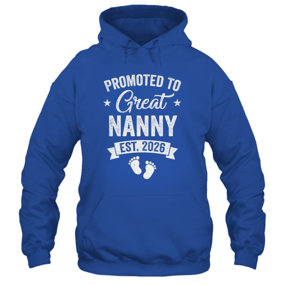 Promoted To Great Nanny Est 2026 Pregnancy Announcement Shirt & Hoodie | siriusteestore
