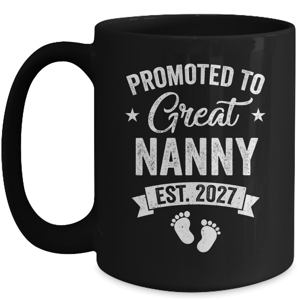 Promoted To Great Nanny Est 2027 Pregnancy Announcement Mug | siriusteestore