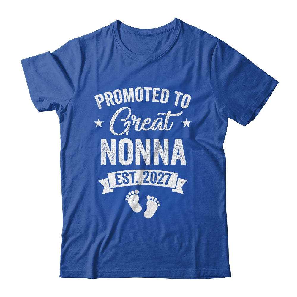 Promoted To Great Nonna Est 2027 Pregnancy Announcement Shirt & Tank Top | siriusteestore