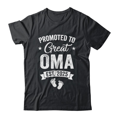 Promoted To Great Oma Est 2025 Pregnancy Announcement Shirt & Tank Top | siriusteestore