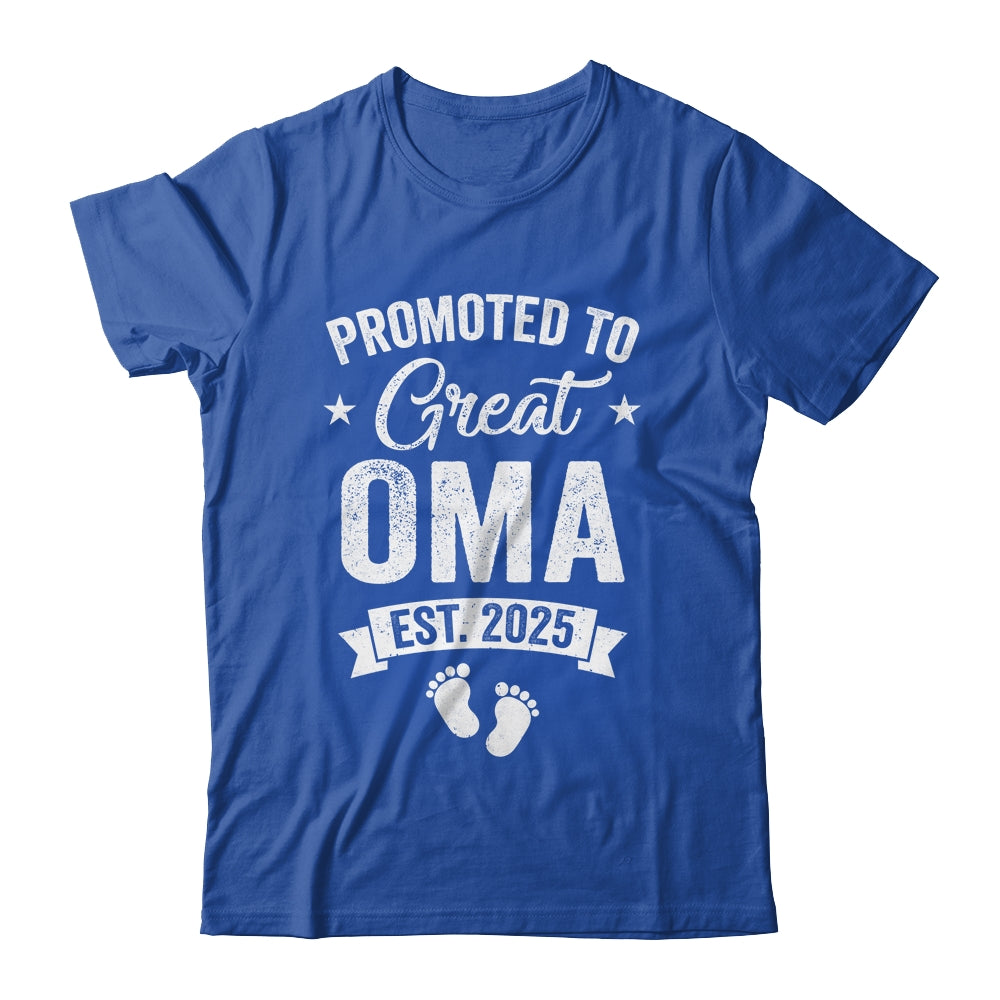 Promoted To Great Oma Est 2025 Pregnancy Announcement Shirt & Tank Top | siriusteestore