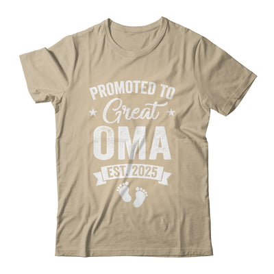 Promoted To Great Oma Est 2025 Pregnancy Announcement Shirt & Tank Top | siriusteestore