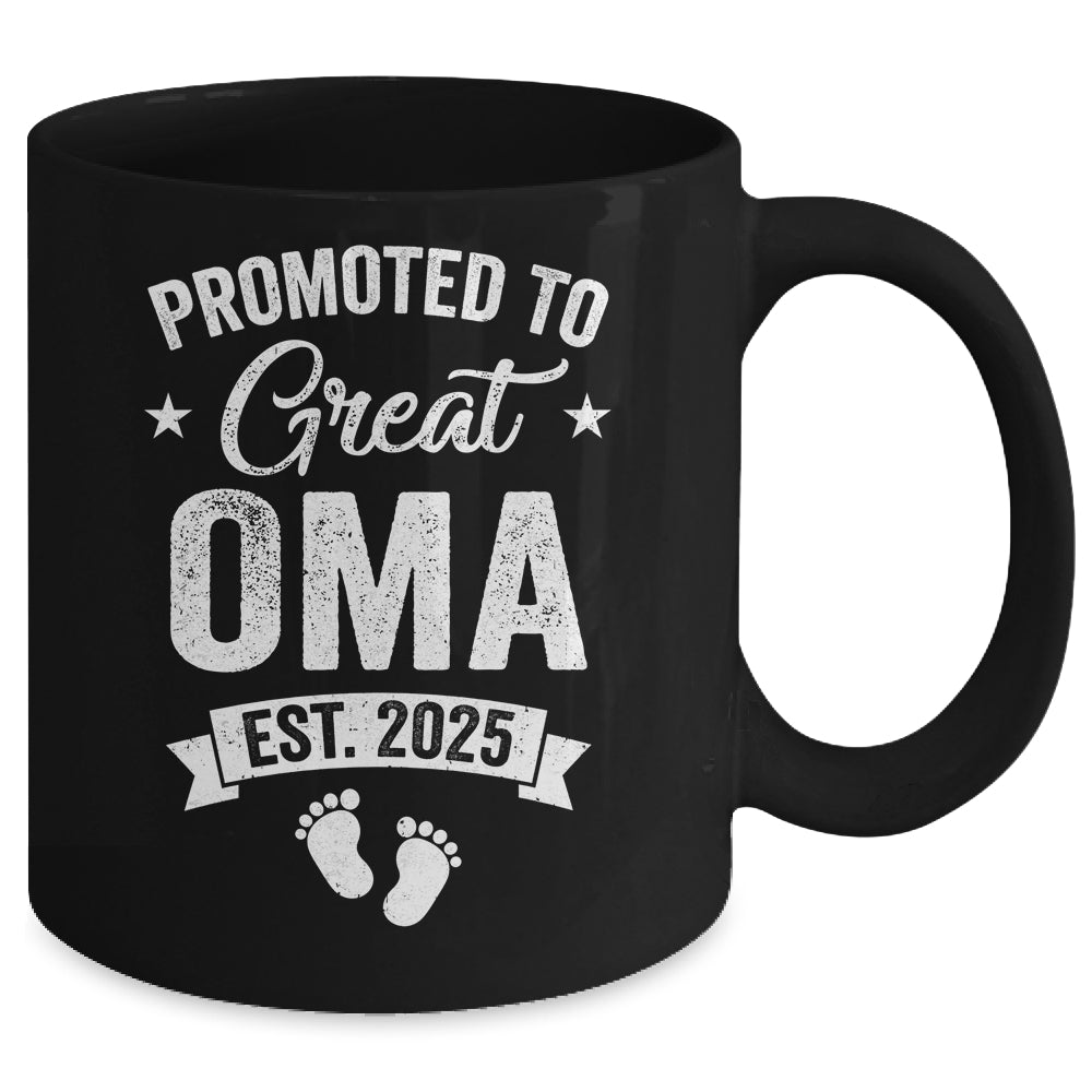 Promoted To Great Oma Est 2025 Pregnancy Announcement Mug | siriusteestore