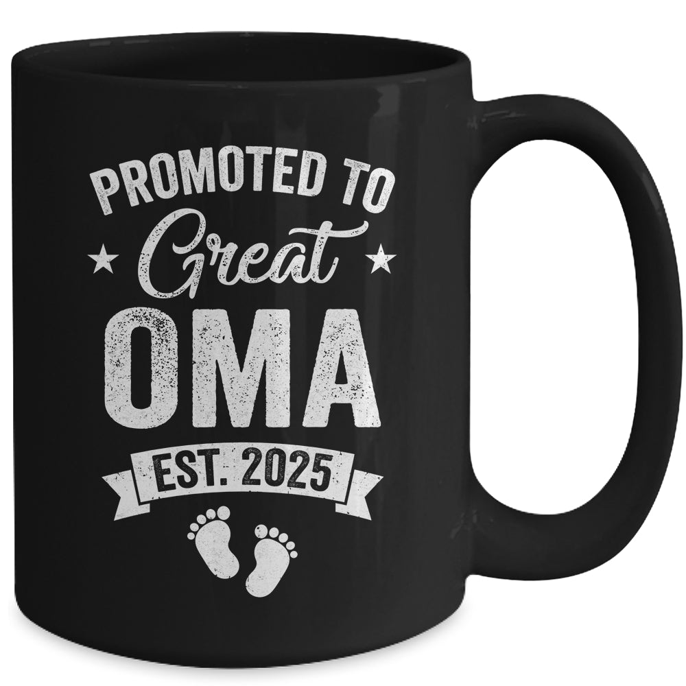 Promoted To Great Oma Est 2025 Pregnancy Announcement Mug | siriusteestore