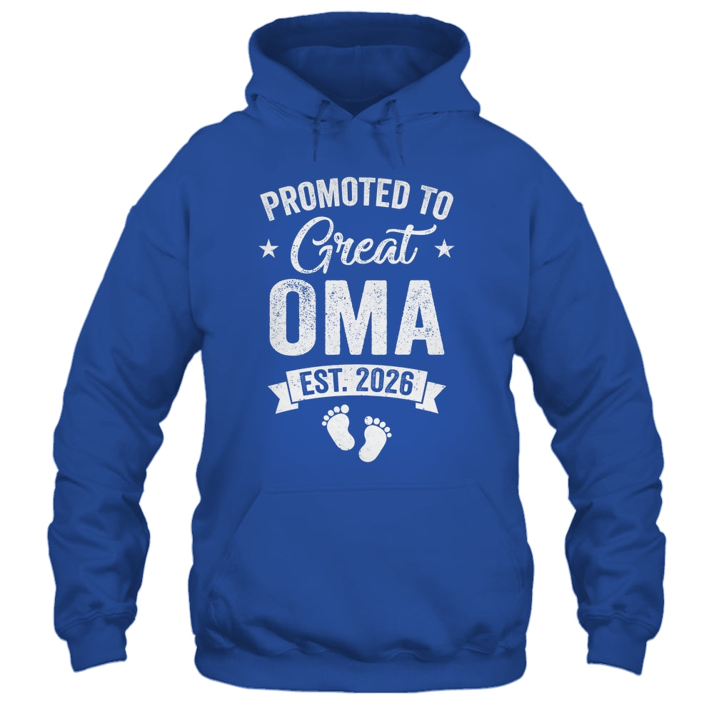Promoted To Great Oma Est 2026 Pregnancy Announcement Shirt & Hoodie | siriusteestore