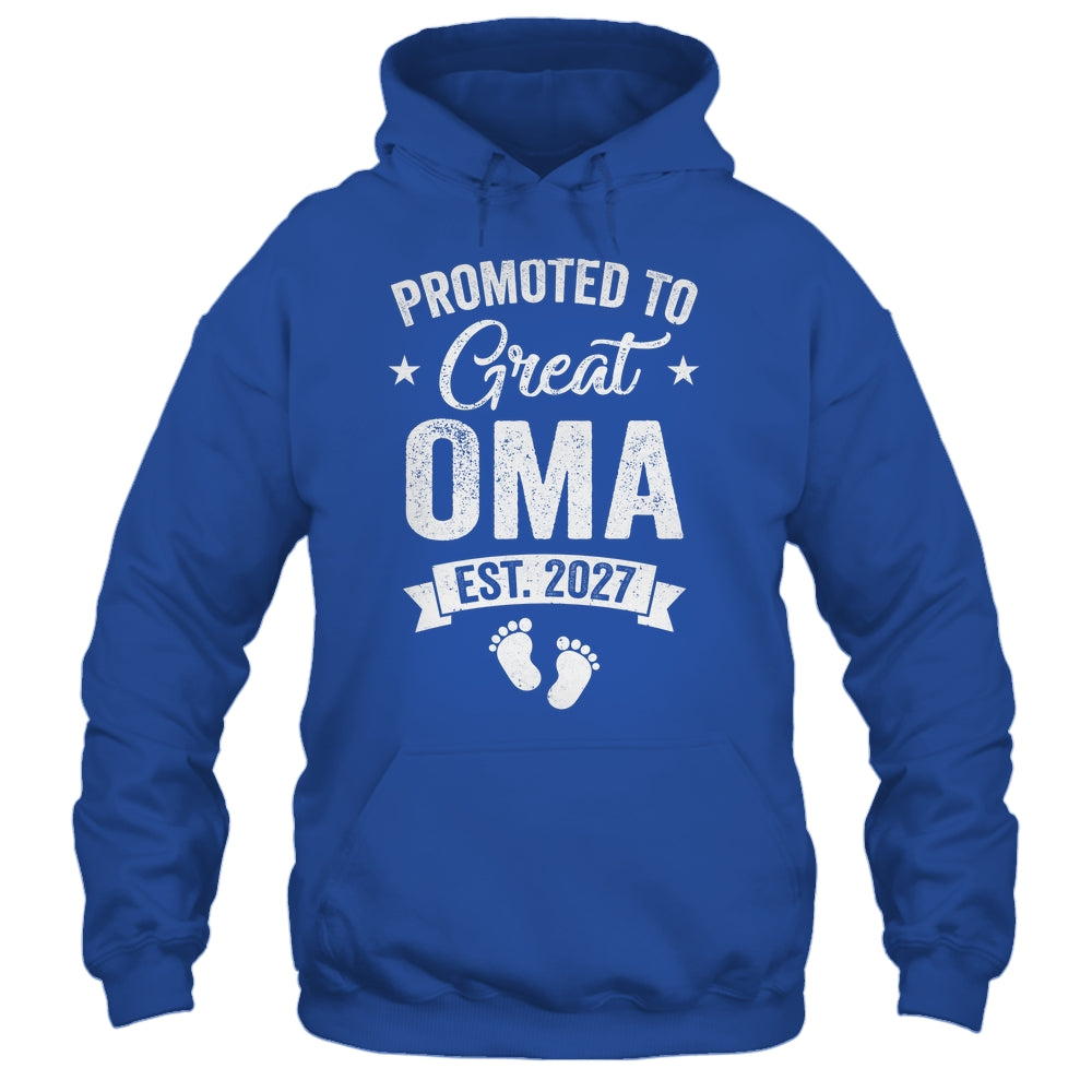 Promoted To Great Oma Est 2027 Pregnancy Announcement Shirt & Hoodie | siriusteestore