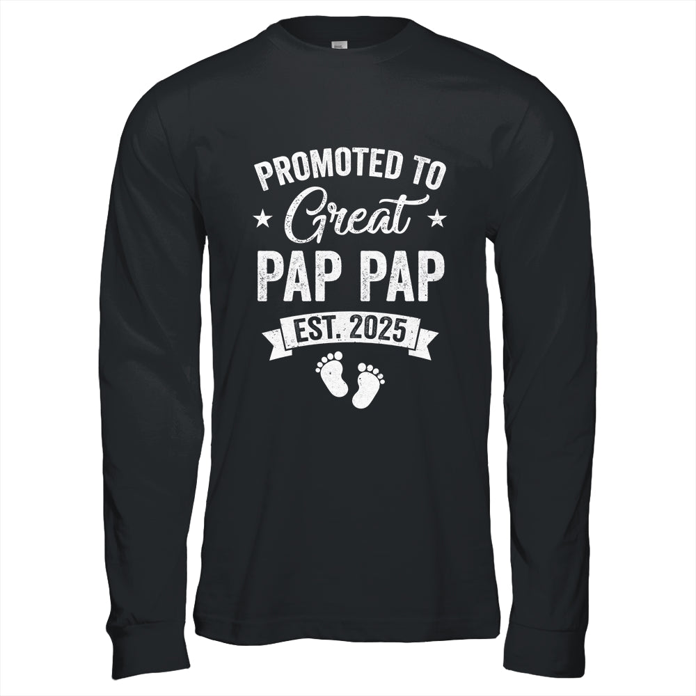 Promoted To Great Pap Pap Est 2025 Pregnancy Announcement Shirt & Hoodie | siriusteestore