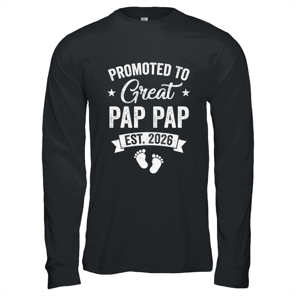 Promoted To Great Pap Pap Est 2026 Pregnancy Announcement Shirt & Hoodie | siriusteestore
