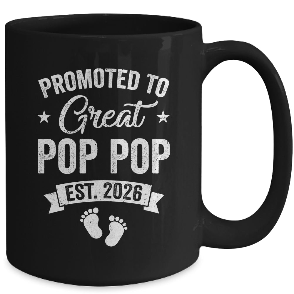 Promoted To Great Pop Pop Est 2026 Pregnancy Announcement Mug | siriusteestore