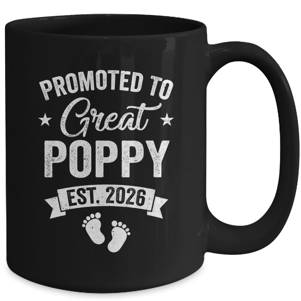 Promoted To Great Poppy Est 2026 Pregnancy Announcement Mug | siriusteestore