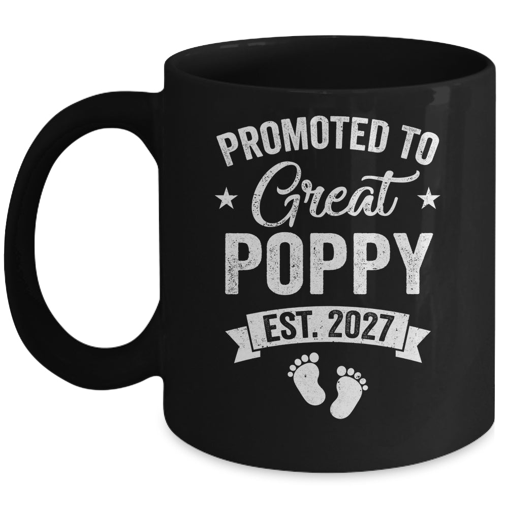 Promoted To Great Poppy Est 2027 Pregnancy Announcement Mug | siriusteestore
