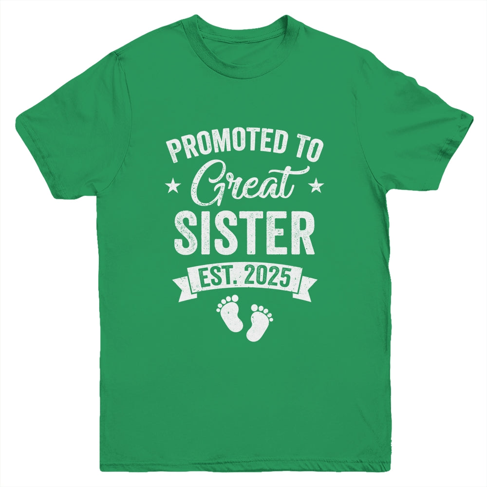 Promoted To Great Sister Est 2025 Pregnancy Announcement Youth Shirt | siriusteestore