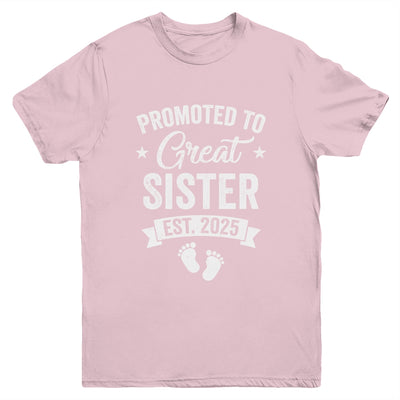Promoted To Great Sister Est 2025 Pregnancy Announcement Youth Shirt | siriusteestore
