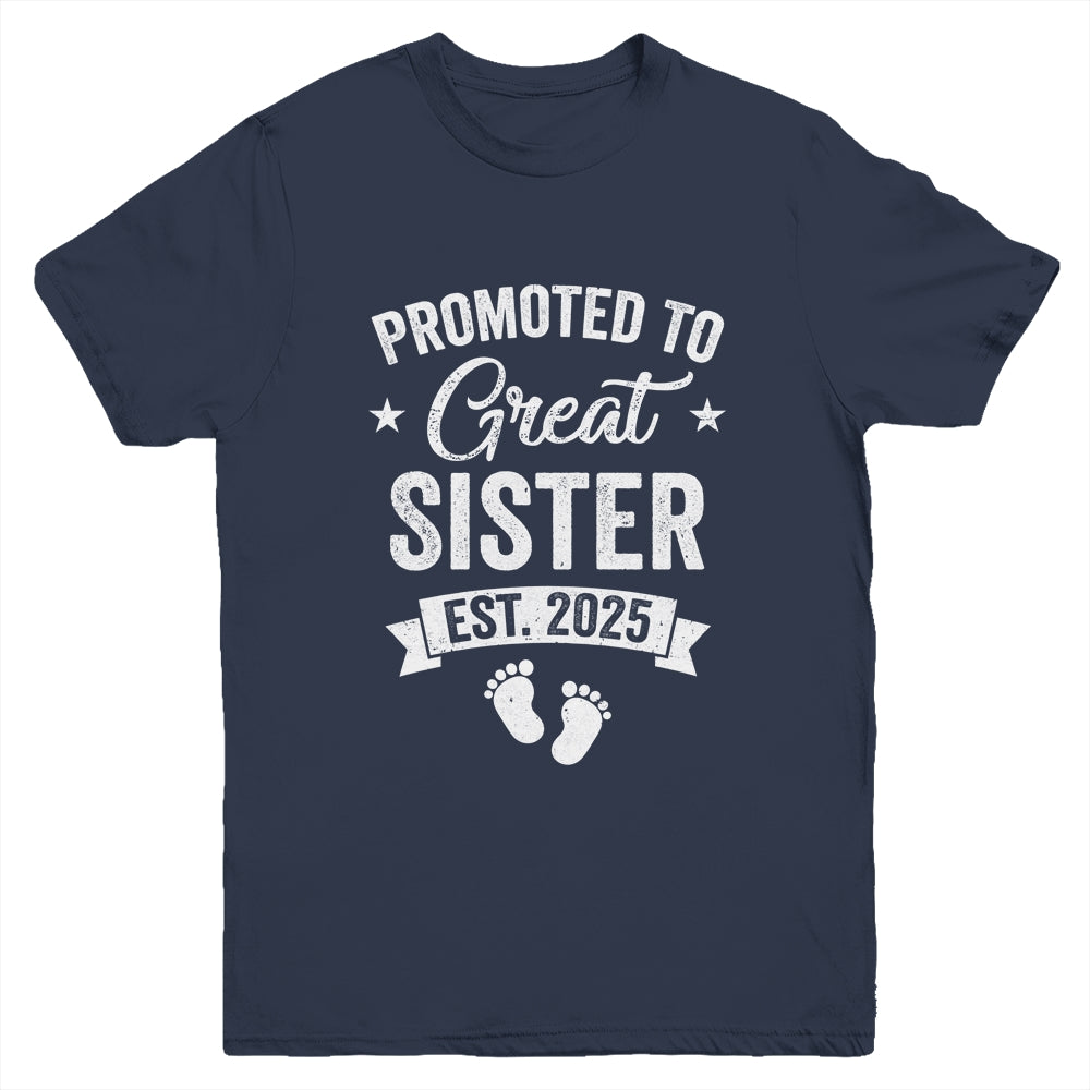 Promoted To Great Sister Est 2025 Pregnancy Announcement Youth Shirt | siriusteestore
