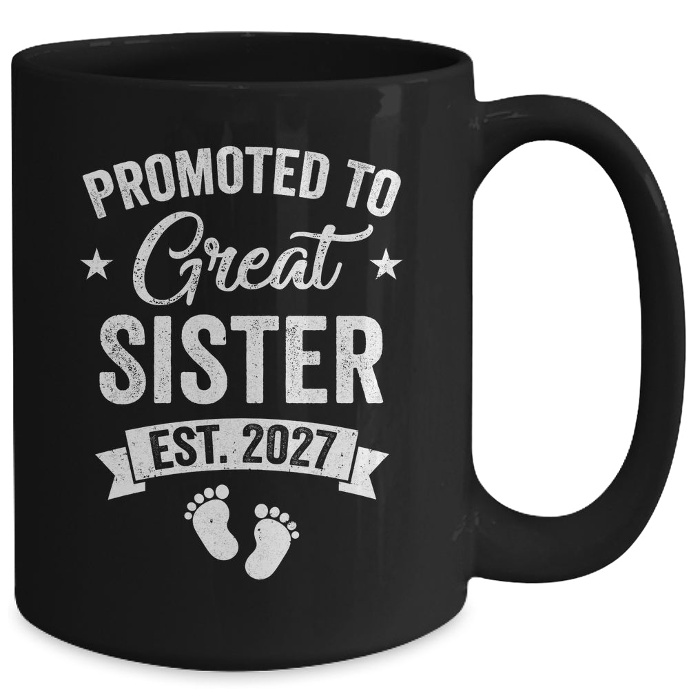 Promoted To Great Sister Est 2027 Pregnancy Announcement Mug | siriusteestore