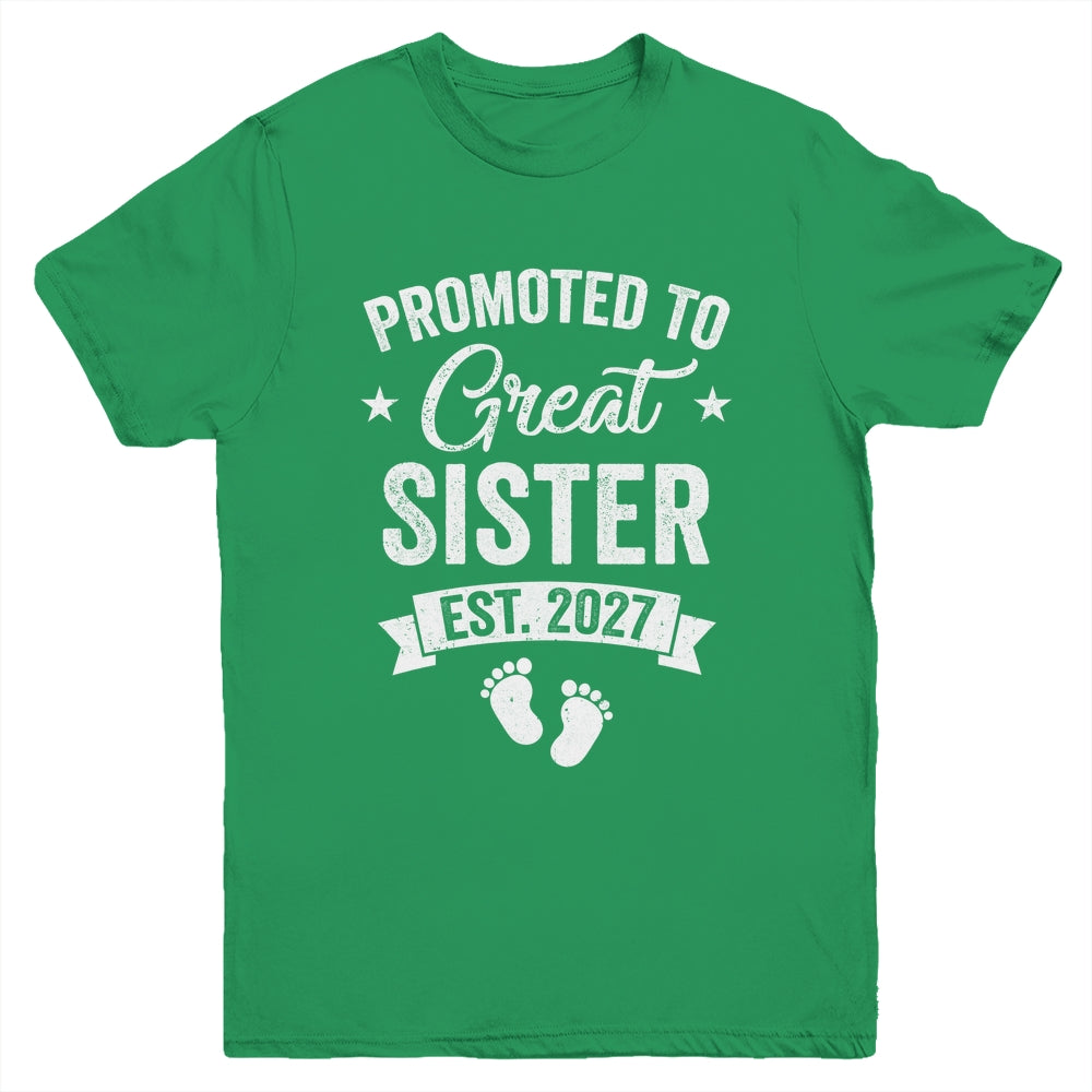 Promoted To Great Sister Est 2027 Pregnancy Announcement Youth Shirt | siriusteestore