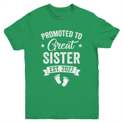 Promoted To Great Sister Est 2027 Pregnancy Announcement Youth Shirt | siriusteestore