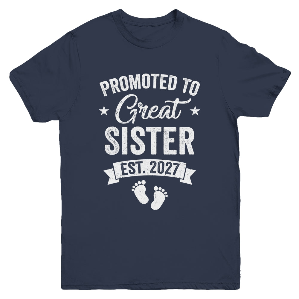 Promoted To Great Sister Est 2027 Pregnancy Announcement Youth Shirt | siriusteestore