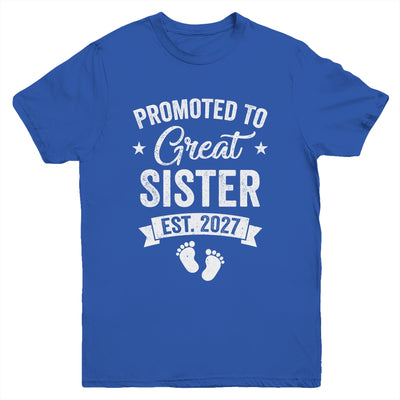 Promoted To Great Sister Est 2027 Pregnancy Announcement Youth Shirt | siriusteestore