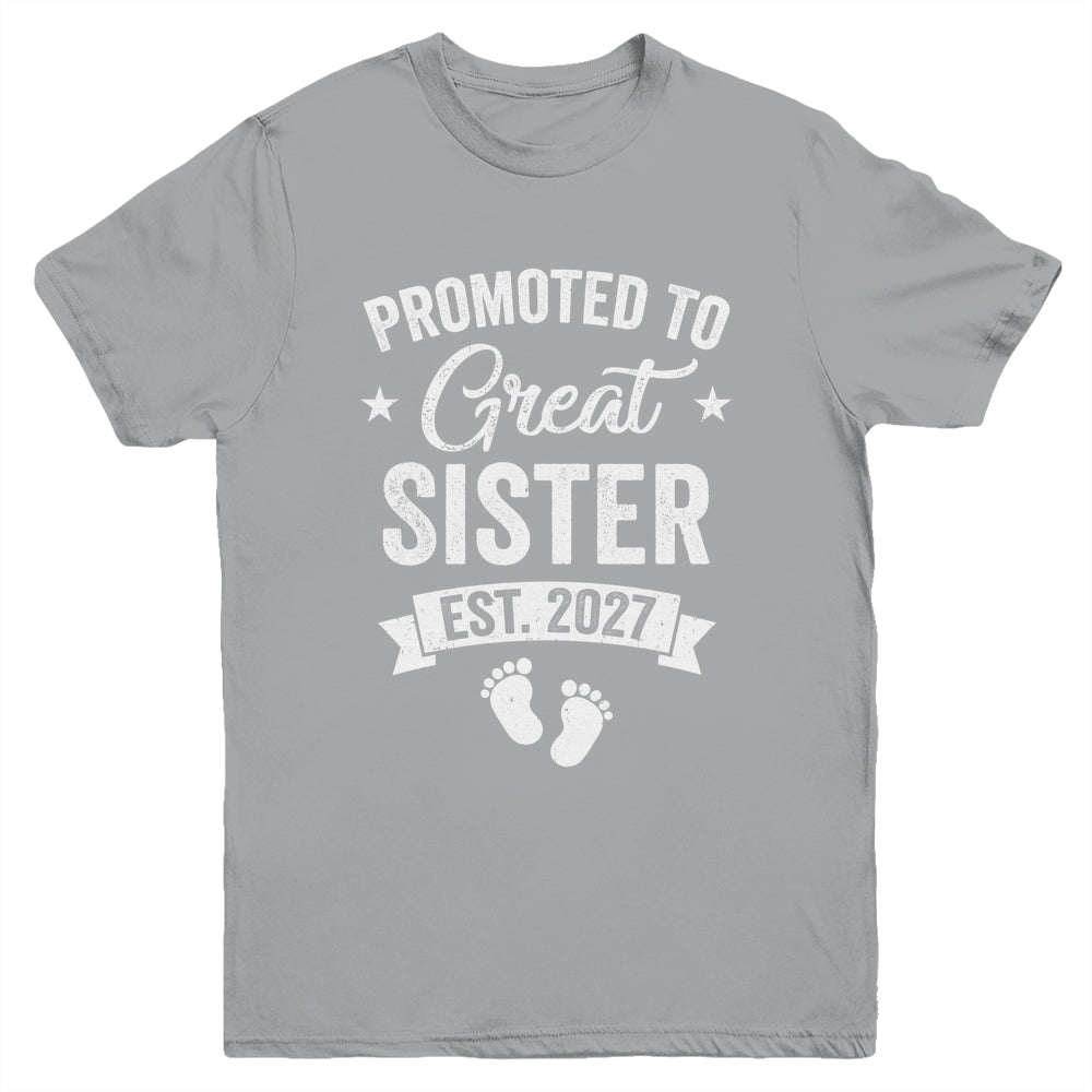 Promoted To Great Sister Est 2027 Pregnancy Announcement Youth Shirt | siriusteestore
