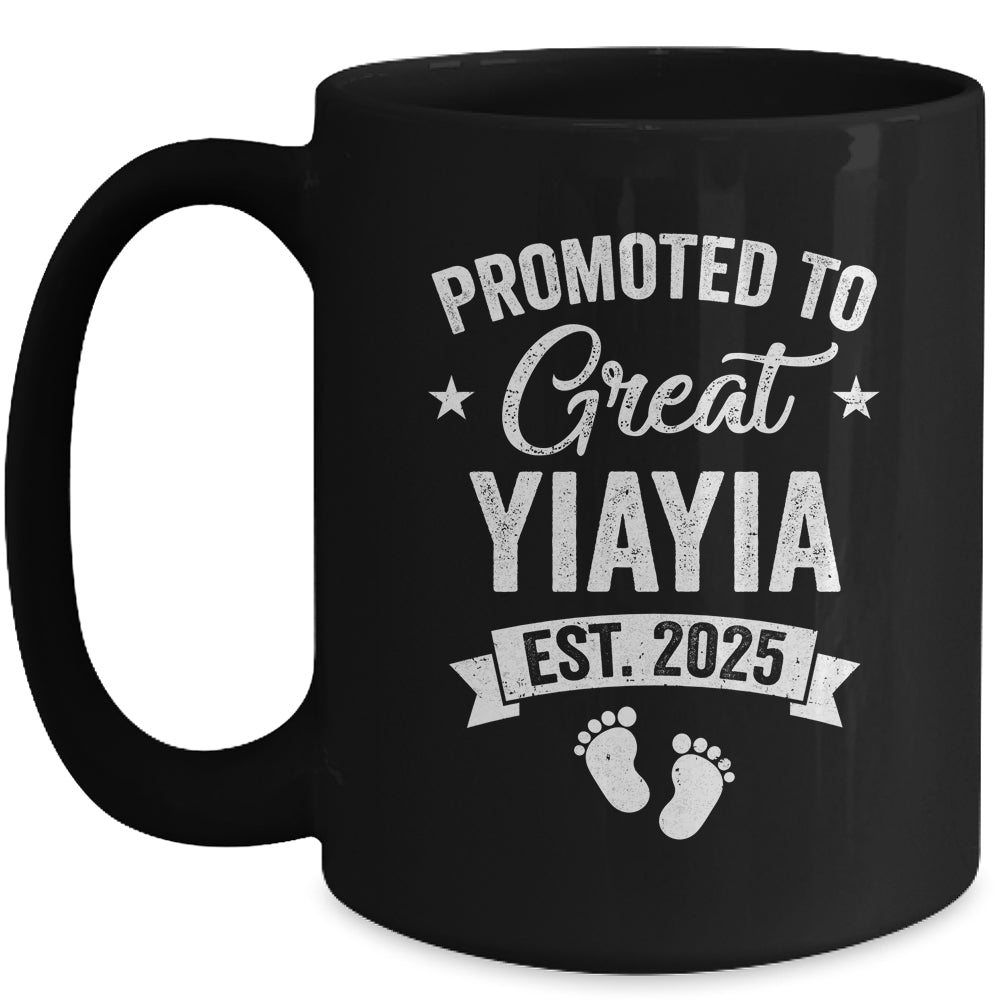 Promoted To Great Yiayia Est 2025 Pregnancy Announcement Mug | siriusteestore