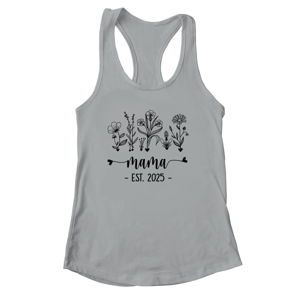 Promoted To Mama Est 2025 Pregnancy Announcement Flower Shirt & Tank Top | siriusteestore