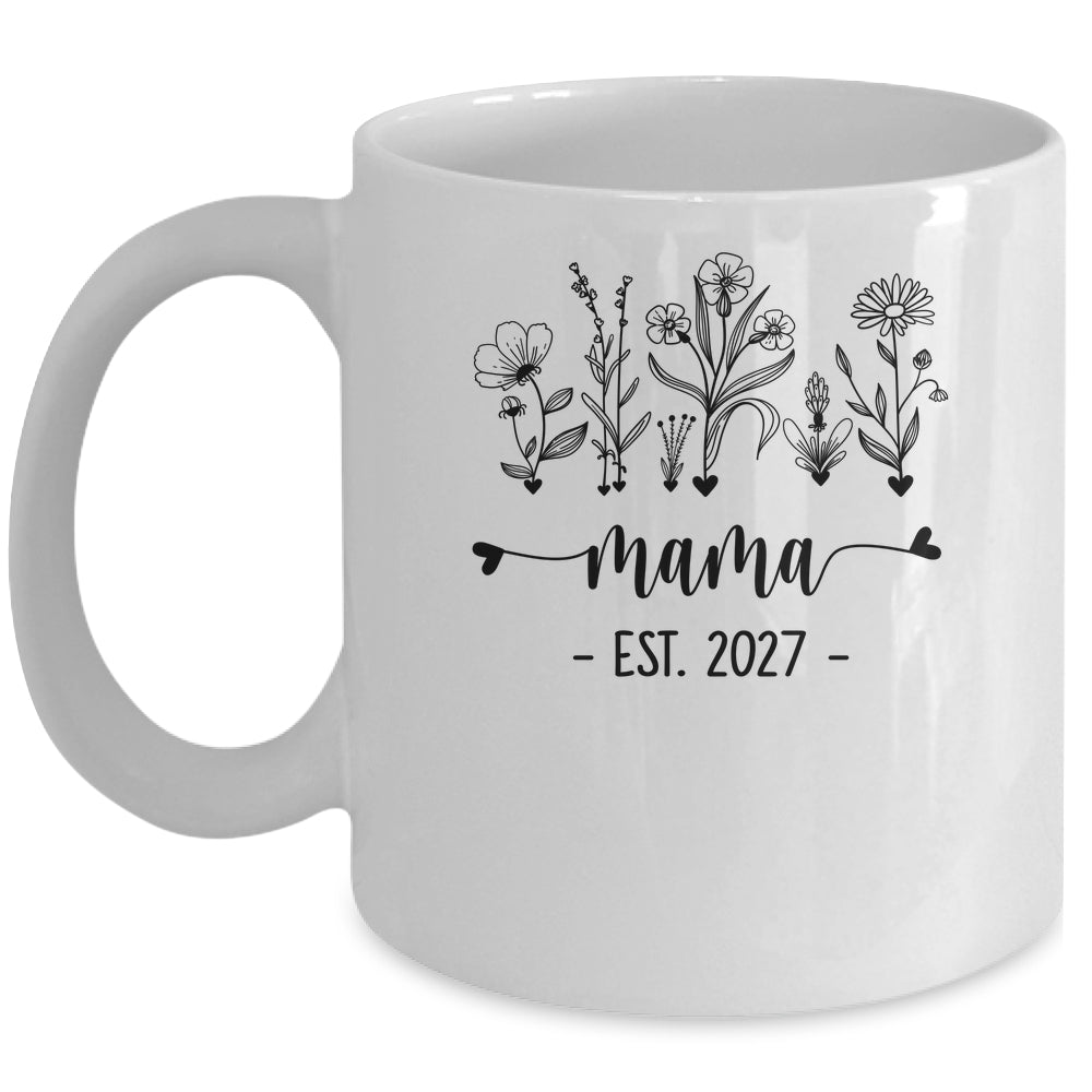 Promoted To Mama Est 2027 Pregnancy Announcement Flower Mug | siriusteestore